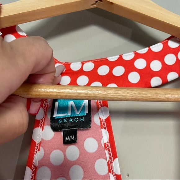 Lori Michaels  Sz M polka dots Racerback maxi beach dress - Picture 3 of 8